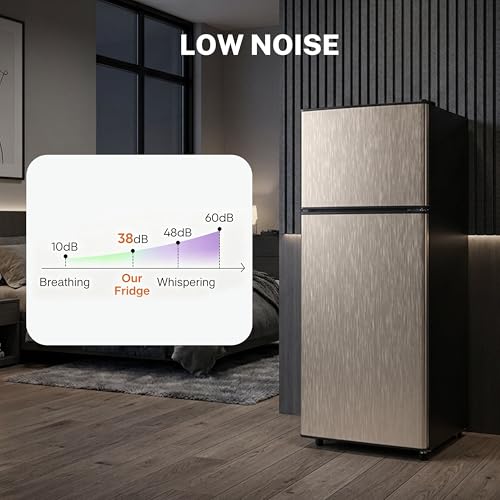 Image of 3.2 Cu.Ft Mini Fridge with Freezer, 2 Door Small Refrigerator with Adjustable Thermostat Energy-efficient Low Noise, Compact Fridge for Bedroom, Office, Dorm, Pewter