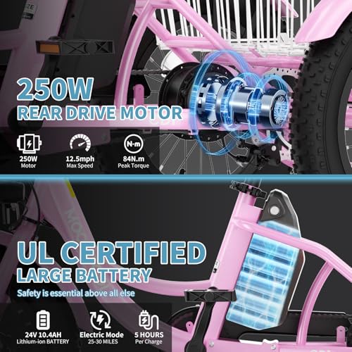 16 Inch Kids Electric Tricycle, 250W 24V Fat Tire Electric