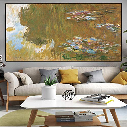 Toile Art Claude Monet Nénuphar Étang paysage affiches et gravures peinture salon 50x100 cm