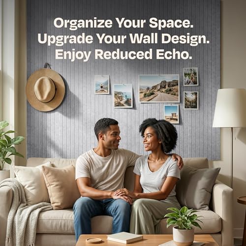 Image of X-Large Cork Board Alternative 12-Pack Felt Bulletin Board Thick and Decorative Pin Board for Home Office Walls 47.24 x 35.43 Inches with 72 Adhesive Tabs - [Light Gray]