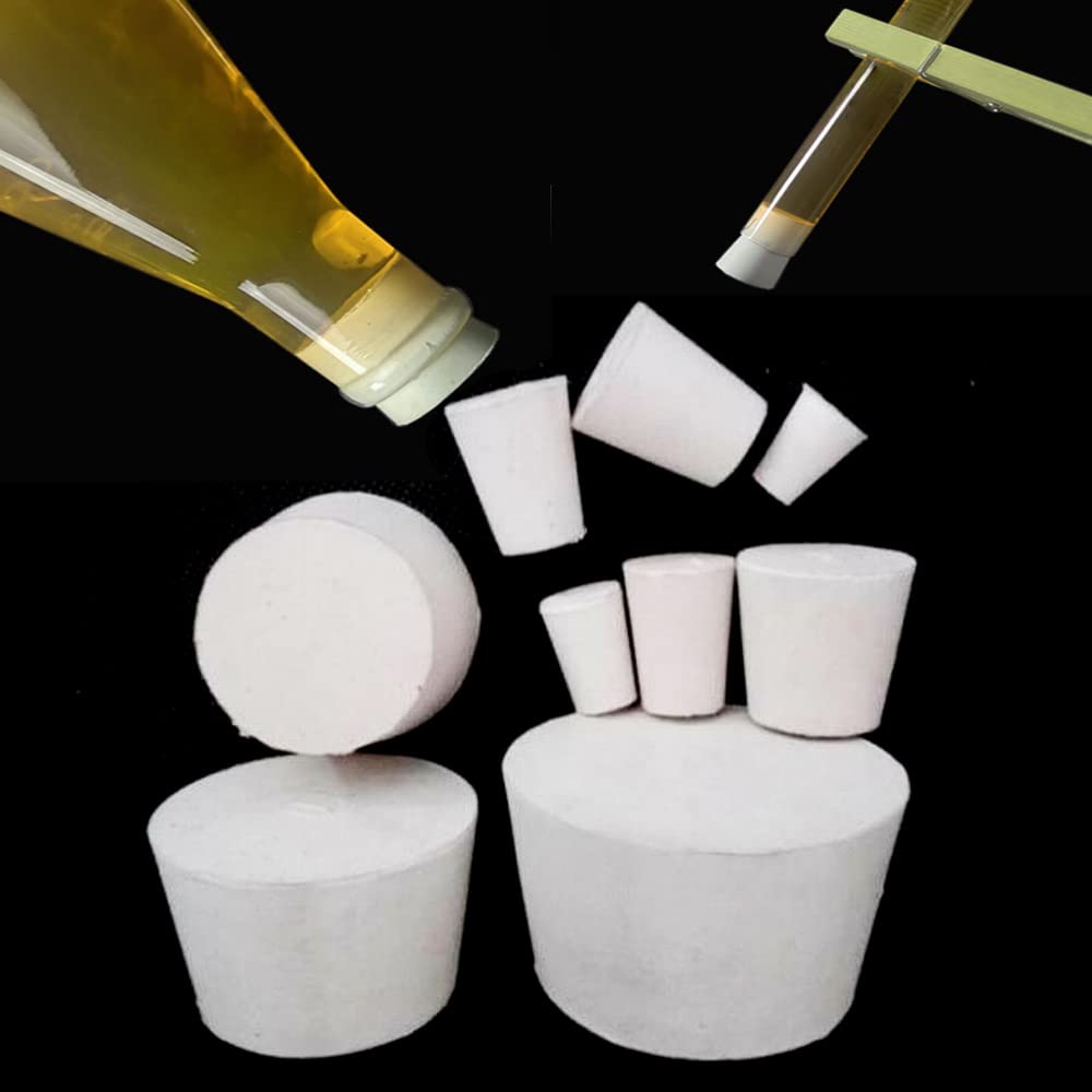 19 # Tapones de goma sólida, tapón de goma de laboratorio blanco botella de tanque de sellado a presión tapón de agujero cónico, 1 paquete