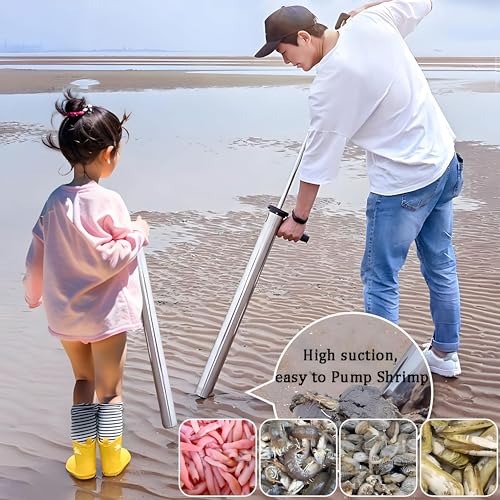 Mantis and Ghost Shrimp Pump, Easy to Carry Beach Artifact, Shrimp Extractor Clam Pump Gun, Seafood Catching Device Stainless Steel Catching Tool (large size-92)