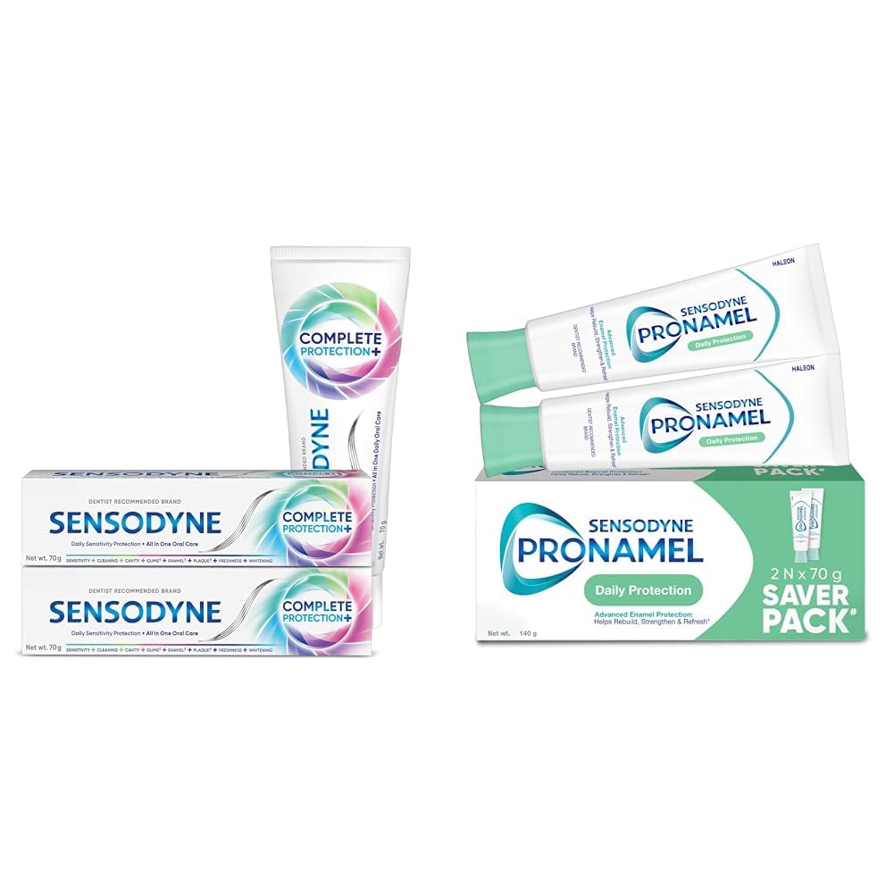 Sensodyne Toothpaste Complete Protection+ | All-in-One Daily Sensitivity Protection Tooth Paste Co | Sensodyne Pronamel Enamel Protection Toothpaste 140g (2x70g) Combo Pack | Daily Protection | Tooth