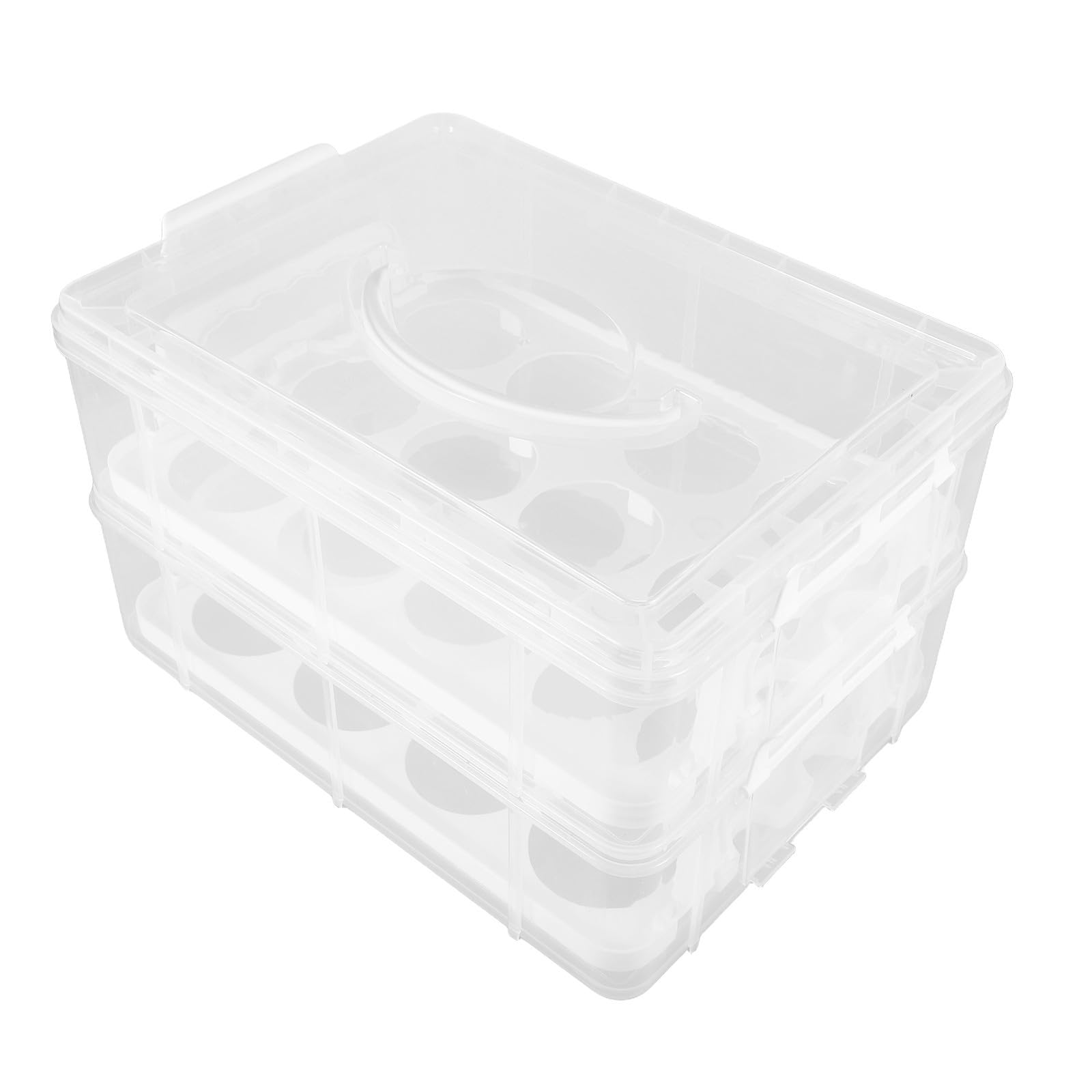 balacoo Tragbare und Lebensmitteltransport Cupcake Transportbox Weiße aus Kunststoff mit Doppelstöckigem Design und Transparentem Deckel für Vielseitigen Kuchen