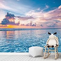 Wall Mural Beach and Blue Sea Removable Self-Adhesive Wallpaper Wall Decoration for Bedroom Living Room - 66x96 inches