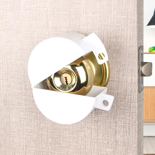 Posnaland Door Knob Lockout Device Child Safety Doorknob Locking Cover Door Handle Lock,Prevents Access to Keyholes, Turing and Operating Door Knob,White