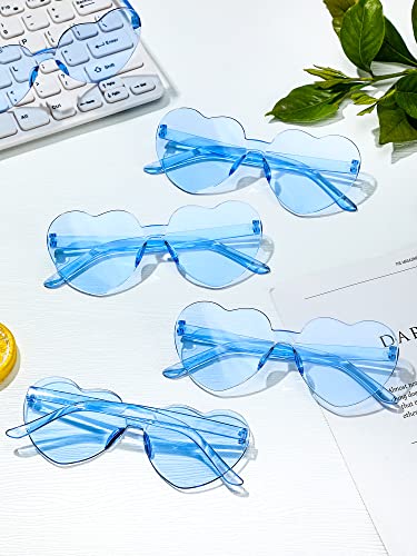 Geyoga 24 Pairs Heart Sunglasses Bulk Heart Shaped Sun Glasses Rimless Eyeglass for Women Men Party4