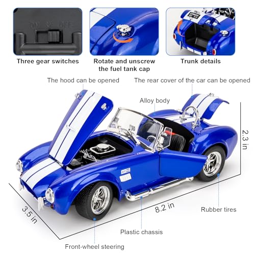 Modelo de coche Shelby Cobra 427 1:24 azul con sonido y luz miniatura 2