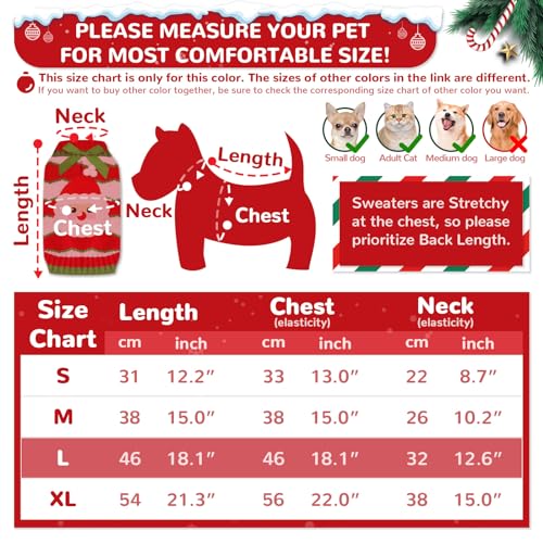 SKXEO Christmas Dog Sweater Dress with leash hole, Save pattern Xmas Ugly Pet Cat Puppy Jumpers For Small Medium Dogs Winter - Image 2