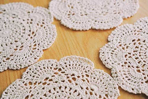 Phantomon 8 Inch Doilies Crochet Round Lace Doily Handmade Placemats 100% Cotton Crocheted Coasters thumb #6