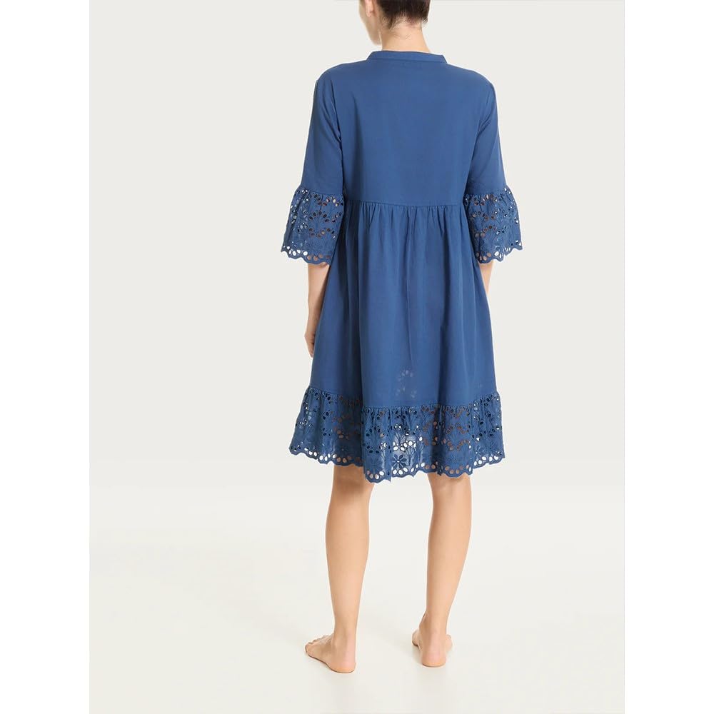 RAGNO Vestito con Dettagli in Sangallo e Mussola di Cotone ds91dg