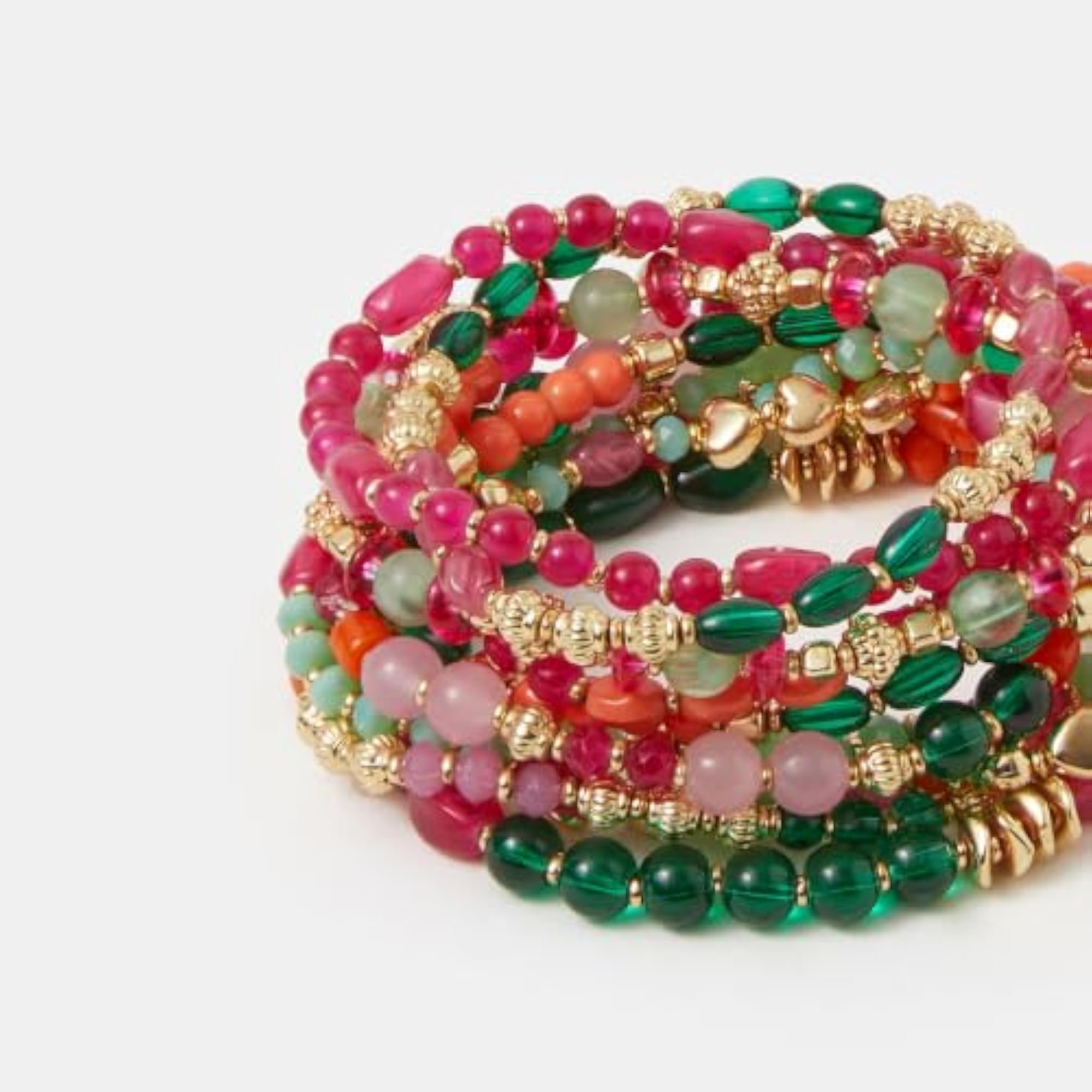 Women's Pack of 11 Stylish Bead Stretch Bracelets
