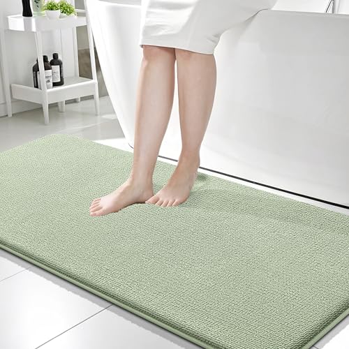 Image of OLANLY Thick Memory Foam Bathroom Runner Rugs 59x24, Extra Soft Absorbent Long Bath Rug, Quick Dry, Non-Slip, Machine Washable Bath Mat for Bathroom, Tub and Shower, Home Decor Accessories, Sage Green