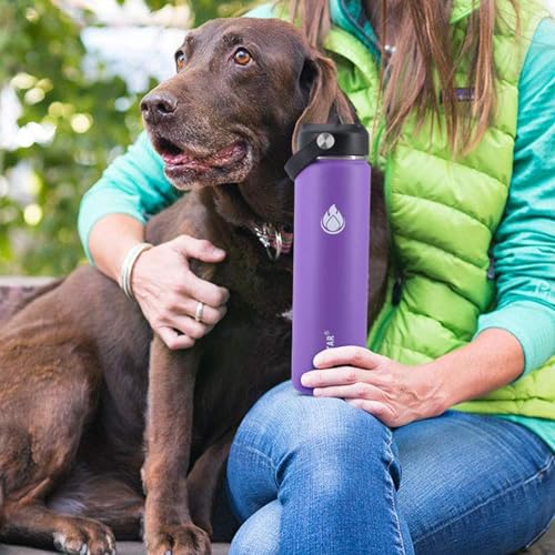 Image of SENDESTAR Stainless Steel Water Bottle, Wide Mouth Water Bottle 24 oz with Straw Lid, Spout Lid, Double Wall Vacuum Insulated Leak Proof, Keeps Liquids Hot or Cold (Violet)