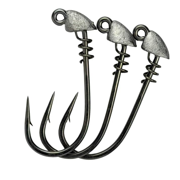 AM Fishing TX Jigheads - Premium Saltwater & Freshwater Fishing Jig Heads, Corrosion-Resistant Mustad Steel Hooks, Custom Screw Lock, 2/0 Hook Size, Multiple Weights, 3-Pack