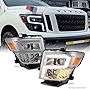 AKKON - For 2016-2019 Nissan Titan Projector Pair Headlights w/LED DRL Signal Tube Bar- Chorme Assemblies