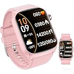 Fall Detection Smart Watch for Seniors with Automatic Sleep Tracking Pedometer Waterproof Silicone Strap Compatible with Android iOS (Pink)