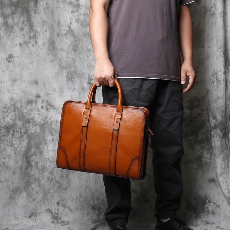 Leather Men Briefcase Cowhide Handbag Vintage Casual Computer Bag Crossbody Bag for 15 Inch Laptops3