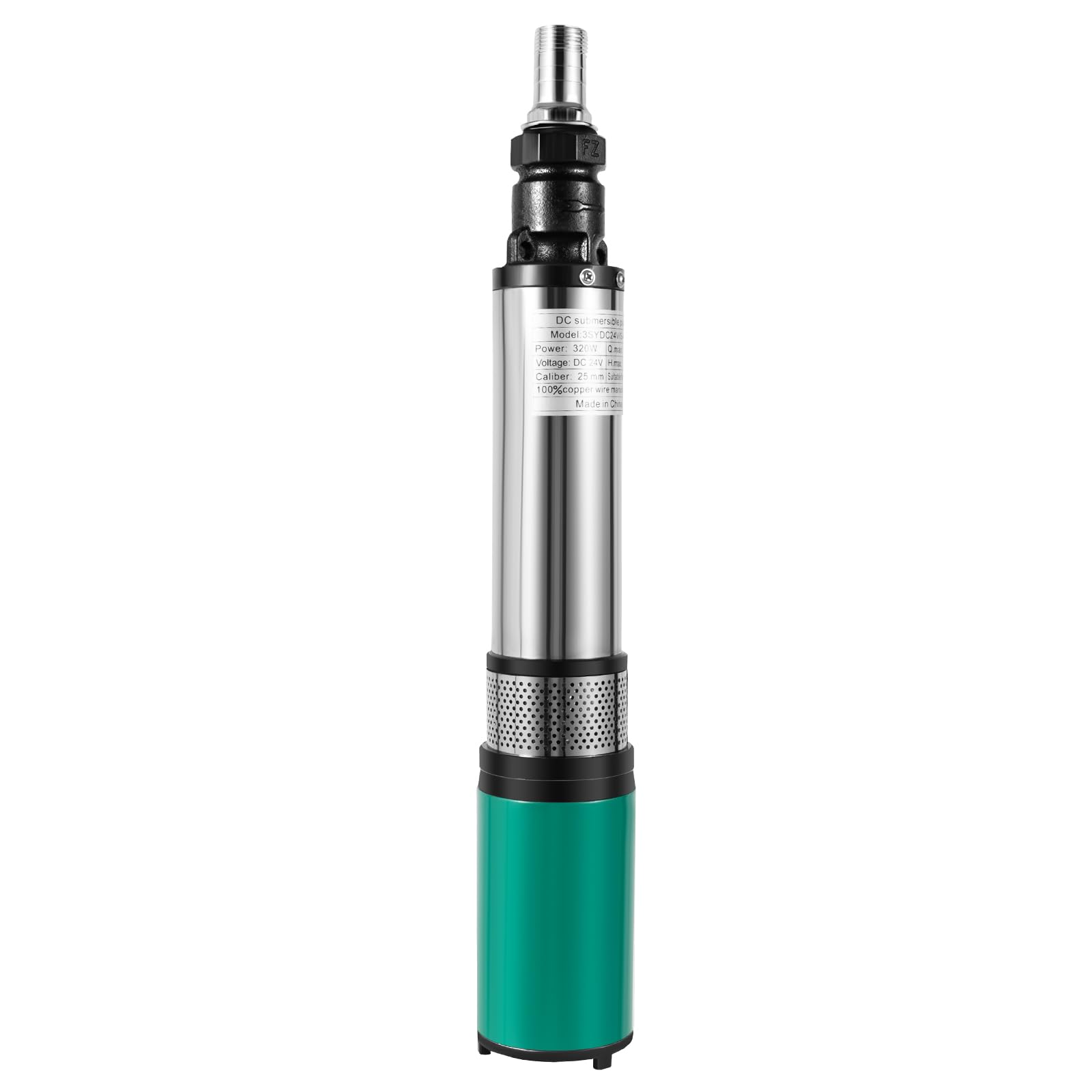 Bomba para pozos profundos, 24 V, 320 W con 25 m de altura de extracción, bomba de acero inoxidable para pozos de 5 m³/h para riego de jardín, bomba de agua pura con motor de cobre puro con cable de