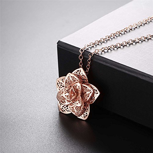 Colar de flores U7 com pingente delicado banhado a ouro amarelo de 55 cm Medium