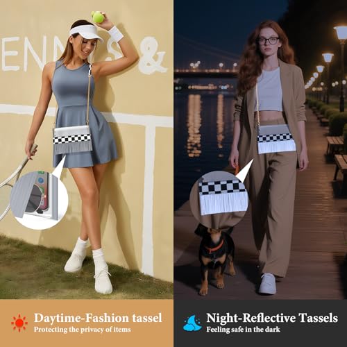 Clear Bag for Stadium Events, Small Clear Crossbody Shoulder Purse with Reflective Tassels for Women Concerts Sports Events3