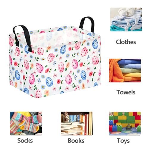 Image of Rectangle Easter Eggs Gift Basket Rabbit Toy Shelf Basket Clothes Laundry Storage Box Storage Bins, Bunny Basket, Laundry Hamper with Handles