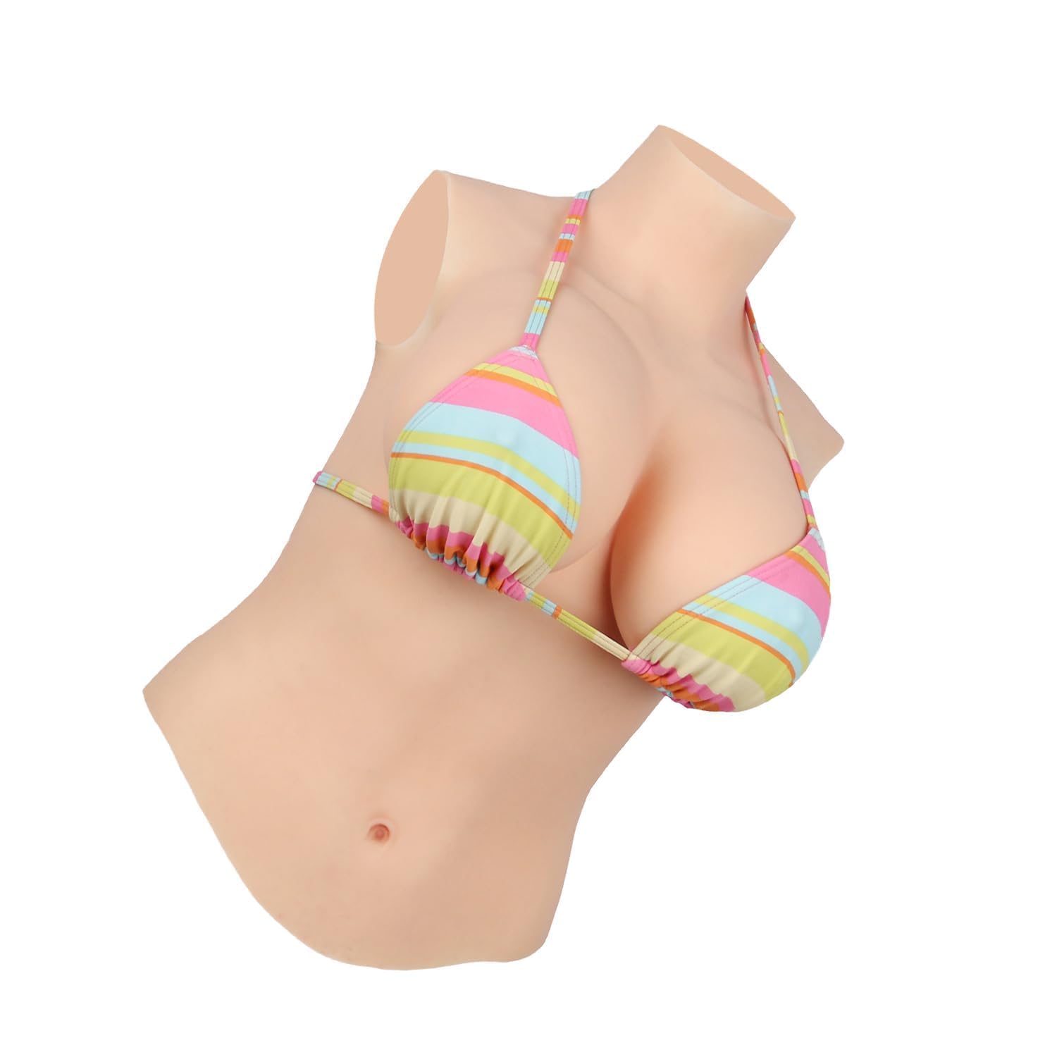 CYOMI Pechos de Silicona Pecho de Formas Travestis Tetasde Silicona Realistas Diseño de Cuello Alto Hasta la Mitad del Cuerpo Aplicable a Crossdresser Drag Queen Cosplay Mastectomía C-G Copas