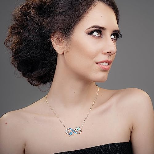 Fenthring Turtle Necklace for Women Infinity Blue Turtle Pendant Necklace Sterling Silver Abalone Turtles Mother Daughter Jewelry Charms Mothers Day Christmas Gifts3