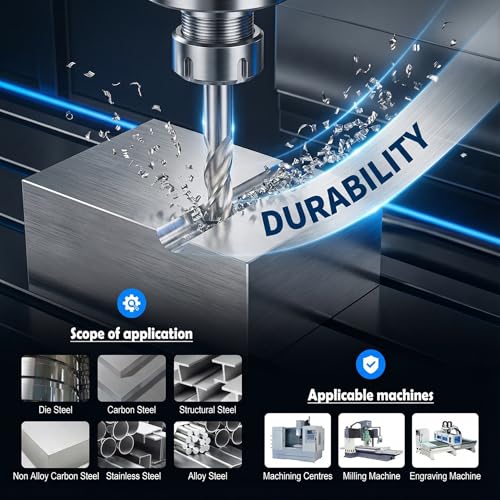 Image of EndMills 2 Flutes HSS-AL CNC Router Bit Cutting Tool Set 1.0-12mm for Steel Wood Aluminum Milling Cutter