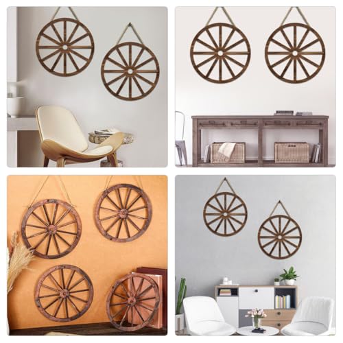 Roues en Bois Vintage Décoration Murale Rustique Solide Bar - 4