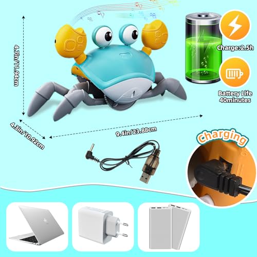 ZZQVIP Baby Spielzeug Krabbe Junge Mädchen, Spielzeug ab 1 2 3 Jahr, Crawling Crab Musikspielzeug, Geschenke für Kinder Spiele ab 3 4 Jahren, Familie Lernspielzeug für Tummy Time Toys