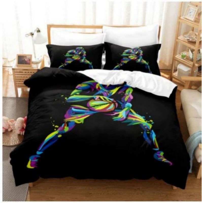 Funda nórdica infantil de microfibra de deporte negra 155x220cm juego de cama de 90