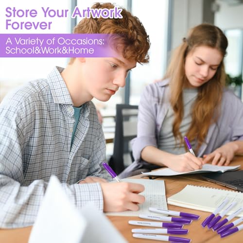 Image of Ctosree 40 Pack Purple Permanent Markers Bulk Permanent Marker Set Fine Point Pens Works on Plastic, Wood, Stone, Metal and Glass Office School Supplies