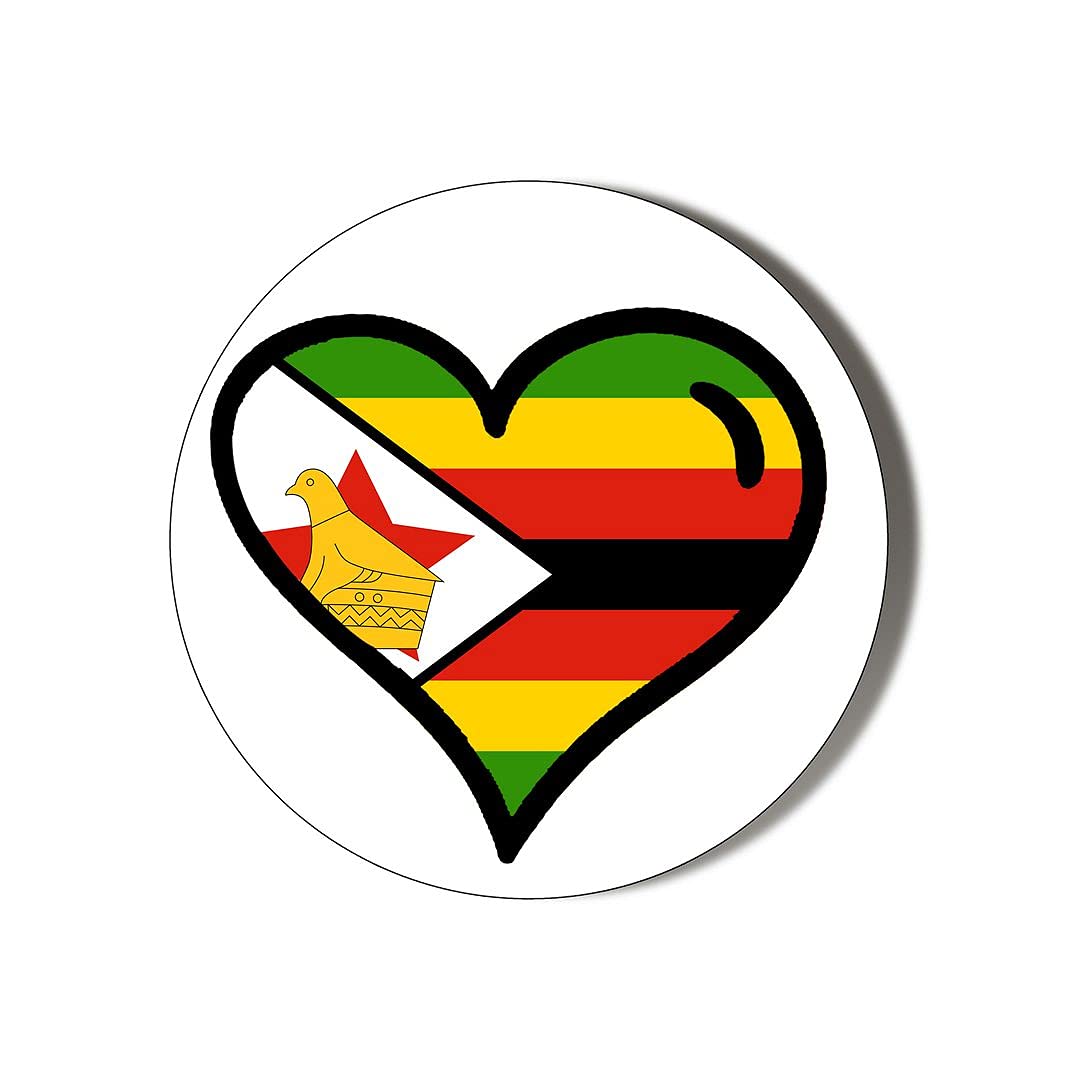 Gift Insanity Multi Zimbabwe Flag Heart Shaped Design 10 X 49Mm Vinyl Stickers Pack Of 10
