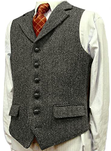 1.Gilet da Uomo Elegante Plaid Tweed Panciotto