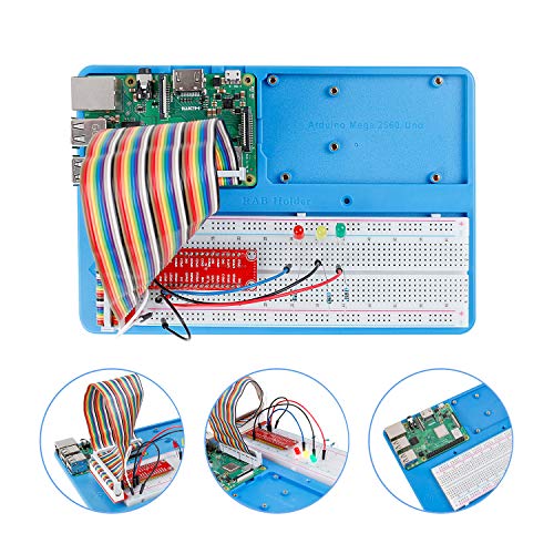 Image of SUNFOUNDER Breadboard Kit RAB Holder, 830 Points Solderless Circuit Breadboard, Jumper Wires, LED, Resistors Compatible with Arduino R3 MEGA & Raspberry Pi 4B, 3B+ Model B, 2B and 1B+
