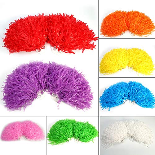 Demeras Cheerleader Pom Poms Fashionable PE Pom Poms with Finger-friendly Ring 2Pcs Sports Party Dance Accessories Colorful(Green) - Image 4