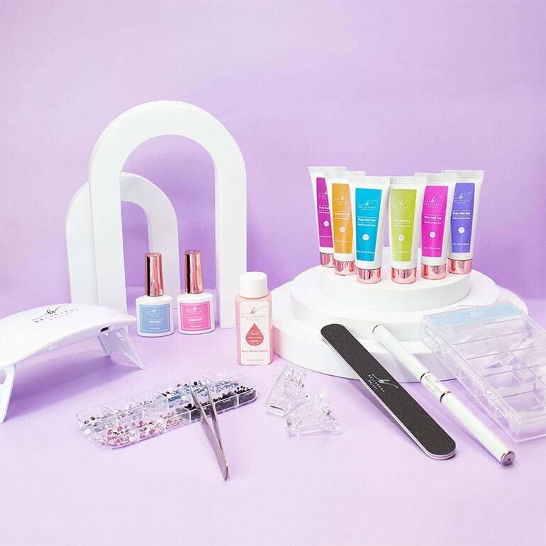 Bellavena PREMIUM POLYGEL NAIL STARTER KIT l Made in USA l 6 Colors Polygel Nail Starter Kit l Non-Toxic & Odor Free l Long Lasting (Mermaid Glitz Edition)