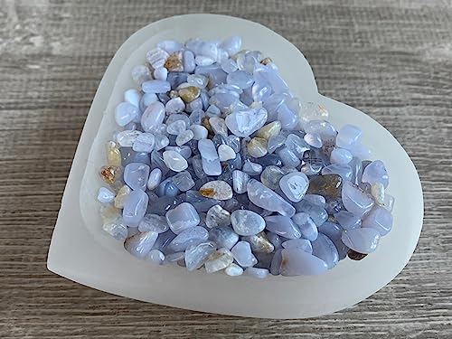 Image of 2 oz Lot Natural Blue Lace Agate Semi Tumbled Gemstone Chips, Crushed Mini Crystals, Undrilled Crystal Chips (Blue Lace Agate)
