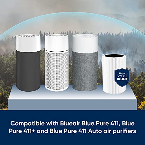 Image of BLUEAIR Blue Pure 411 Series SmokeBlock Genuine Replacement Filter, Extra Carbon Captures 99.99% of Wildfire Smoke, fits Blue Pure 411 Auto, 411 and 411+ Air Purifiers, White