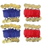 SAFIGLE 2 Paar Bauchtänzer-Armbänder mit Glöckchen – Armreifen mit roten und blauen Pailletten – Indische Tanzaccessoires – Armband für Mädchen-Drama-Outfit