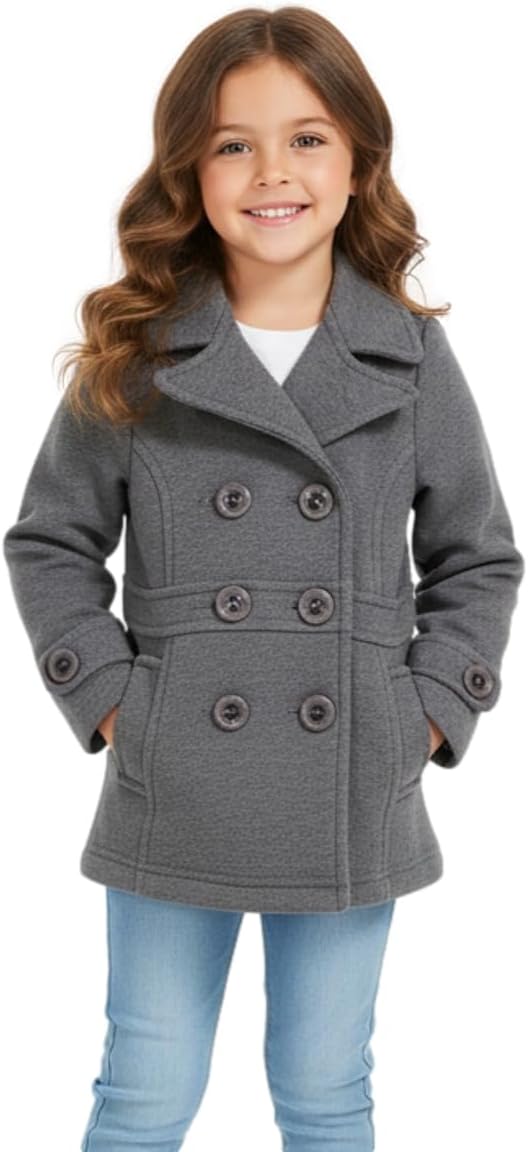 unik Girl Fleece Premium Quality Pea Coat with Buttons Size 2,3,4, SM, M, L, XL Perfect for Daily wear