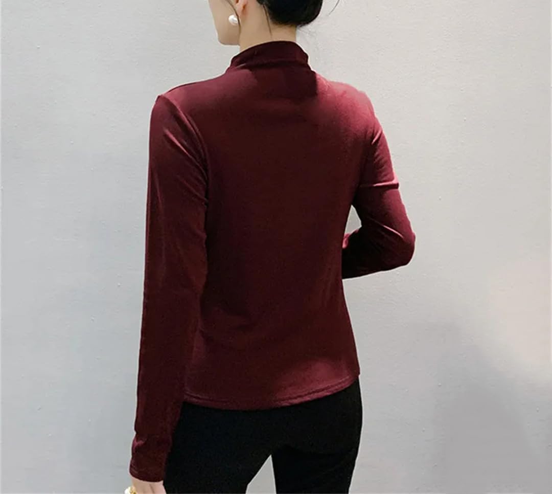 Dolcevita a maniche lunghe da donna con volant e perline, A1, XL