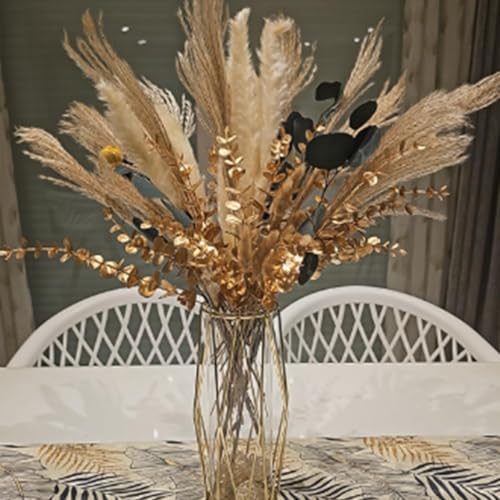 RHQFDM 24Pcs Golden Artificial Eucalyptus Stems,15-inch Faux Branches Leaves,Artificial Eucalyptus Branches,Permanent Golden Leaves,Perfect for Styling Vases,Tabletops,and Wedding Celebrations - Image 4