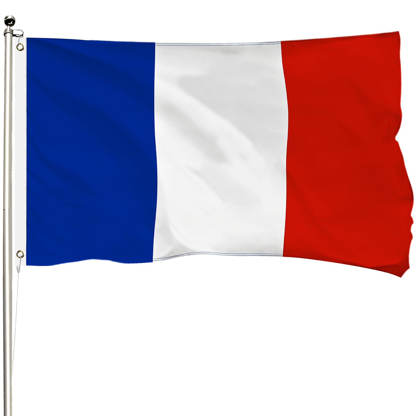 Anley Frankreich-Flagge 90x150 Cm - Nylon, Bestickt, 4 Reihen Steppnähte, Mit Messingösen