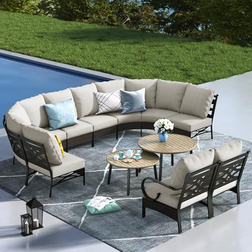 MFSTUDIO-Patio-Furniture-Set-10-Seats-Half-Moon-Curved-Outdoor-Sectional-Sofa-Conversation-Set-with-2-Wood-Like-Round-Table-Woven-Rattan-Patio-Couch-for-Backyard-Garden-Deck MFSTUDIO Patio Furniture Set 10 Seats Half Moon Curved Outdoor Sectional Sofa Conversation Set with 2 Wood Like Round Table Woven Rattan Patio Couch for Backyard Garden Deck