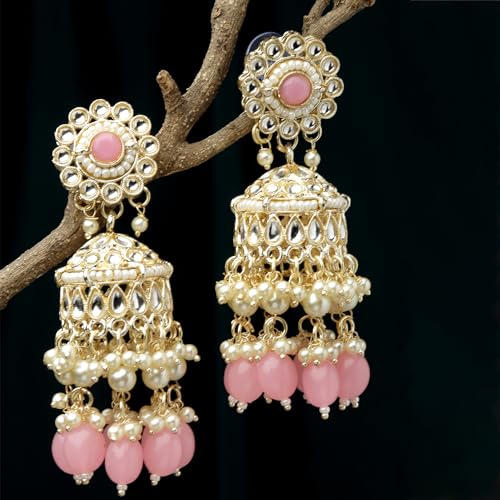 Gold-Plated Flower Shape Vilandi Jhumka Earrings