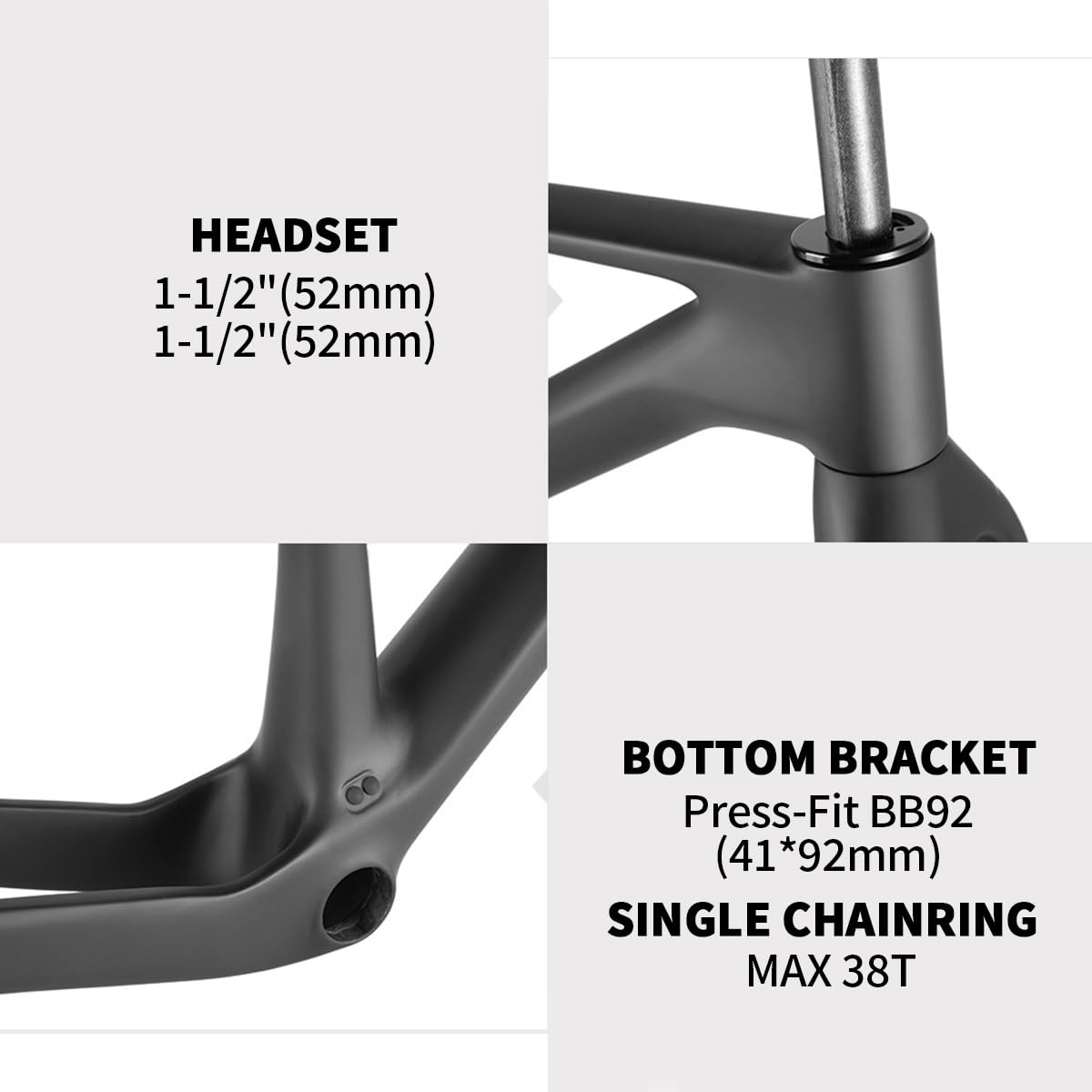 Rama z włókna węglowego 29er 15,4/17,3/18,9 cala Zwiększenie roweru górskiego z widelcem 15 x 110 mm 12 148 mm trzpień hamulca tarczowego Hardtail dociskowe BB92 (M-29 17,3 cala)