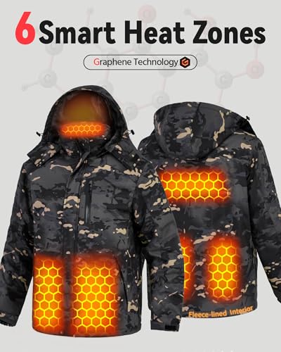 Image of Wulcea Graphene Heated Jacket for Men Fur Lined with Large Capacity Battery Pack