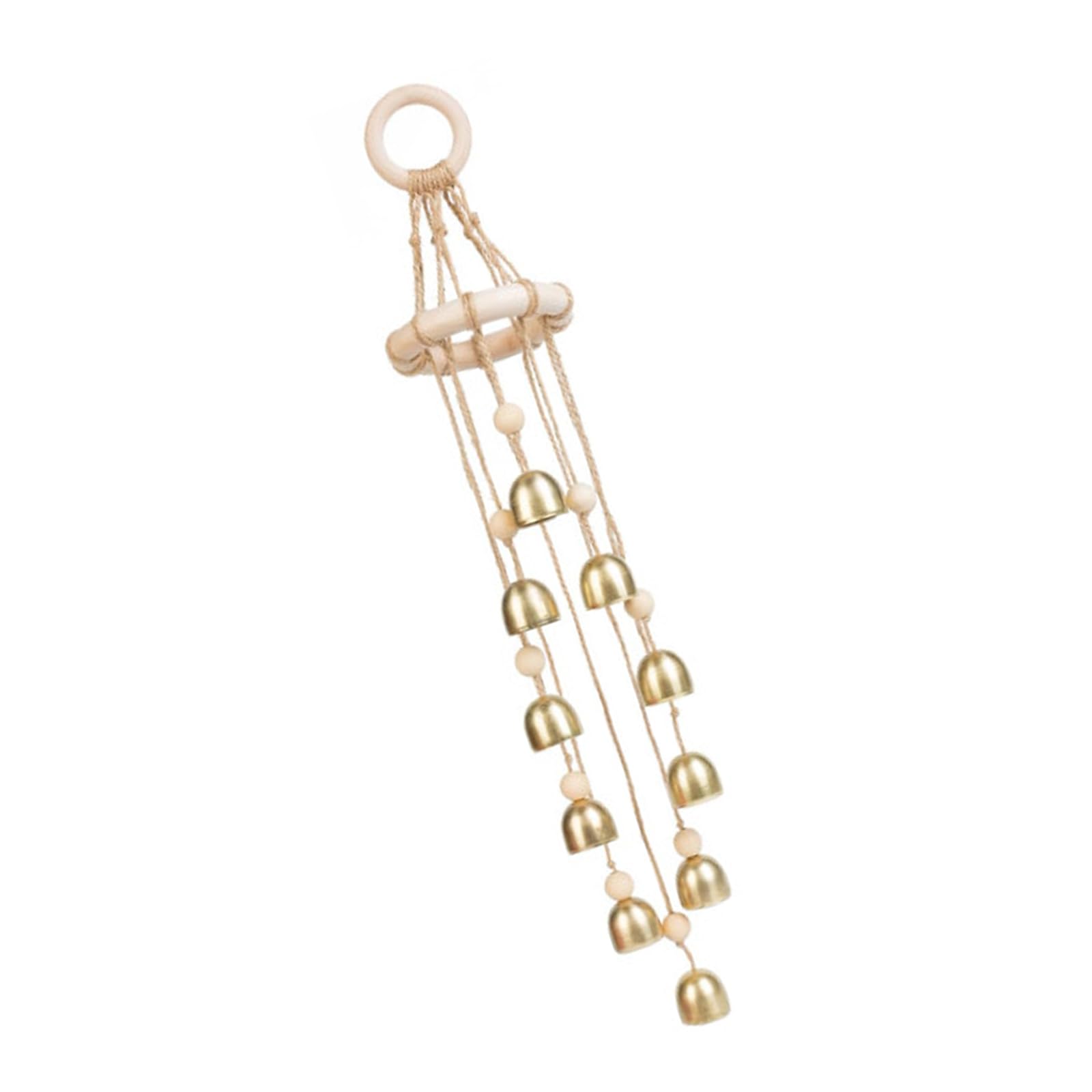 Handcrafted Wooden Wind Chimes Golden Bells Garden Ornaments for Patios Balconies Decoration Wooden Wind Chimes